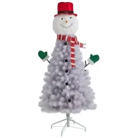 5' Snowman Artificial Tree in White by Bellanest