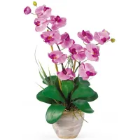 Double Phalaenopsis Silk Orchid Flower Artificial Arrangement in Mauve by Bellanest