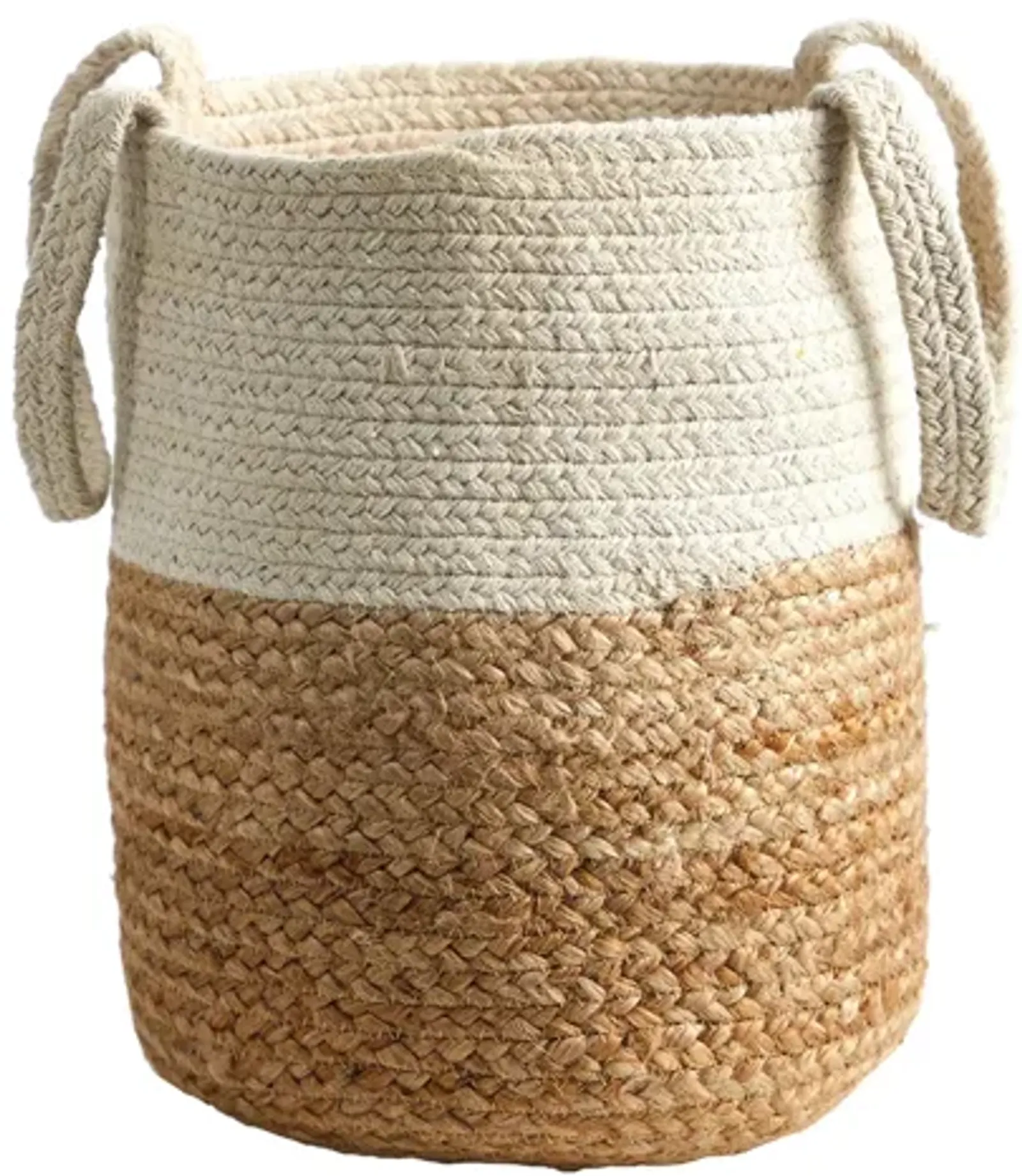 12.5in. Handmade Natural Jute and Cotton Basket Planter