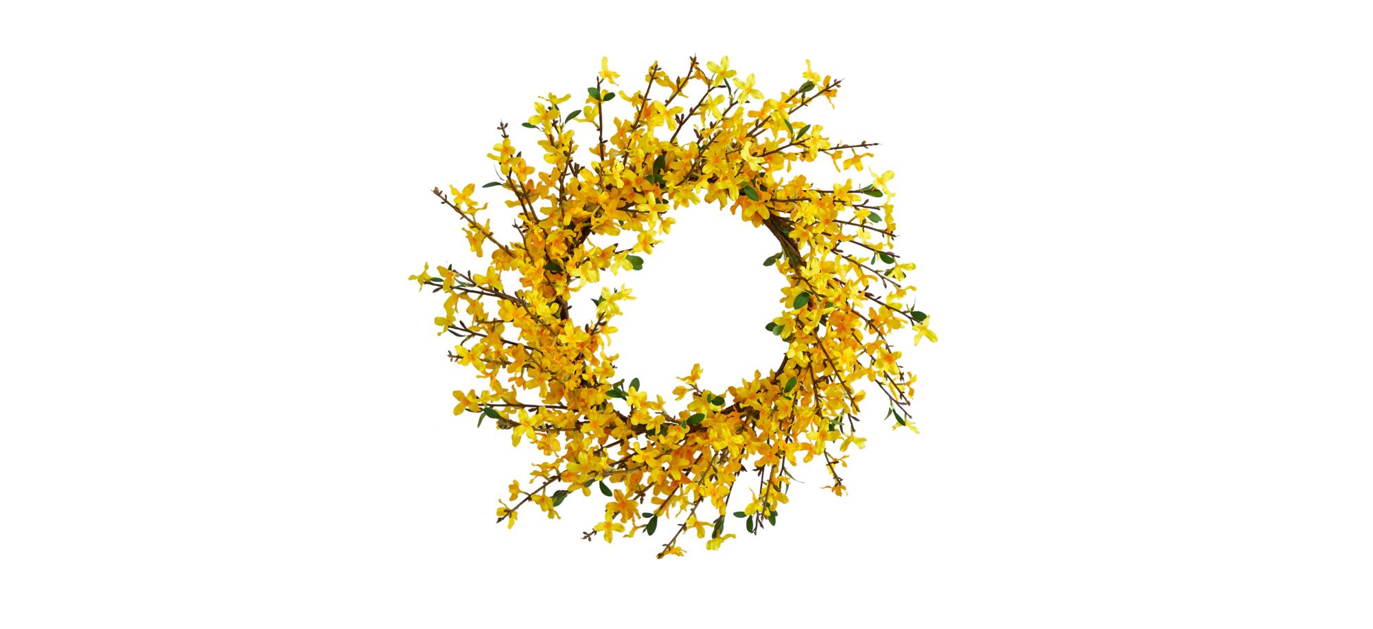 22in. Forsythia Artificial Wreath in Yellow by Bellanest