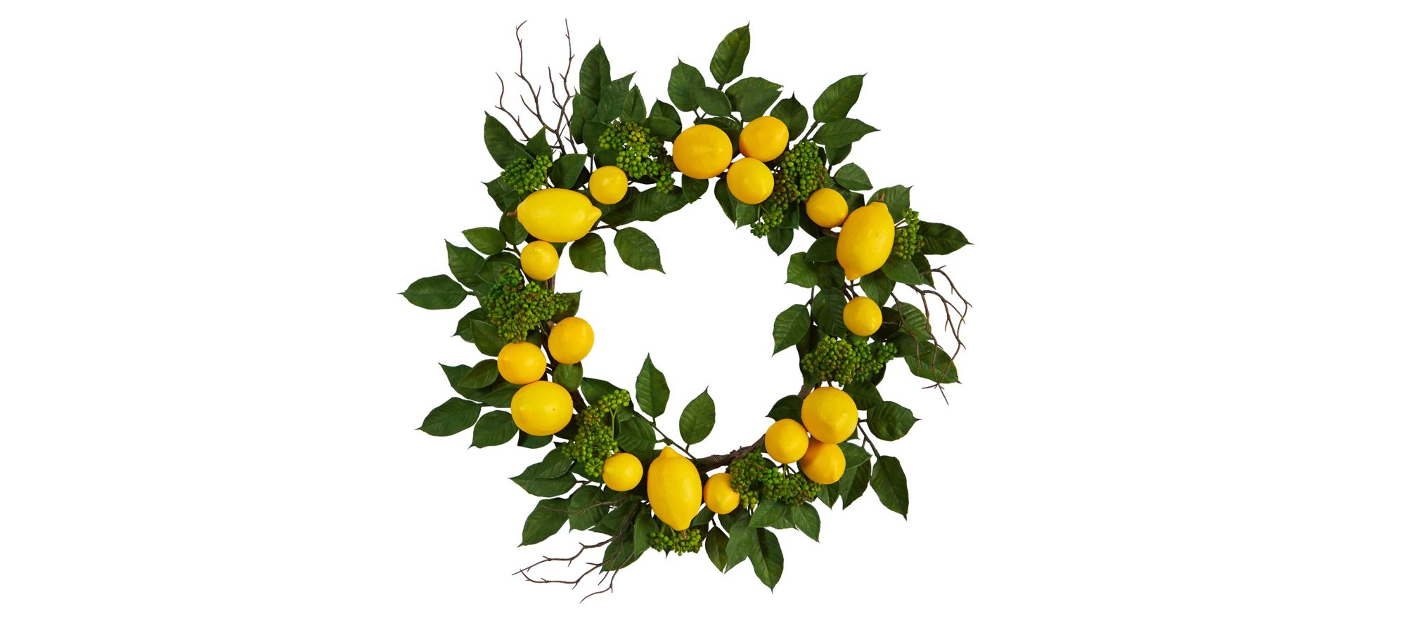 20in. Lemon Artificial Wreath in Yellow by Bellanest