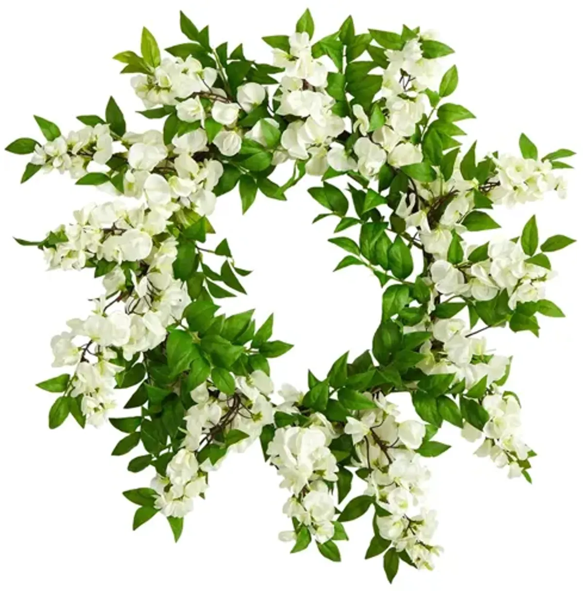 18in. Wisteria Artificial Wreath in White by Bellanest