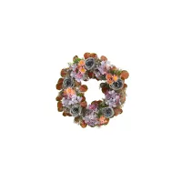 22in. Silver Rose and Purple Hydrangea Artificial Wreath in Purple by Bellanest