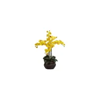 Phalaenopsis with Decorative Vase Silk Flower Artificial Arrangement in Yellow by Bellanest