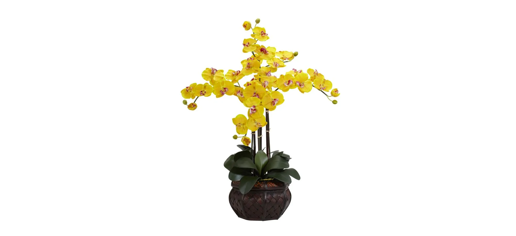 Phalaenopsis with Decorative Vase Silk Flower Artificial Arrangement in Yellow by Bellanest
