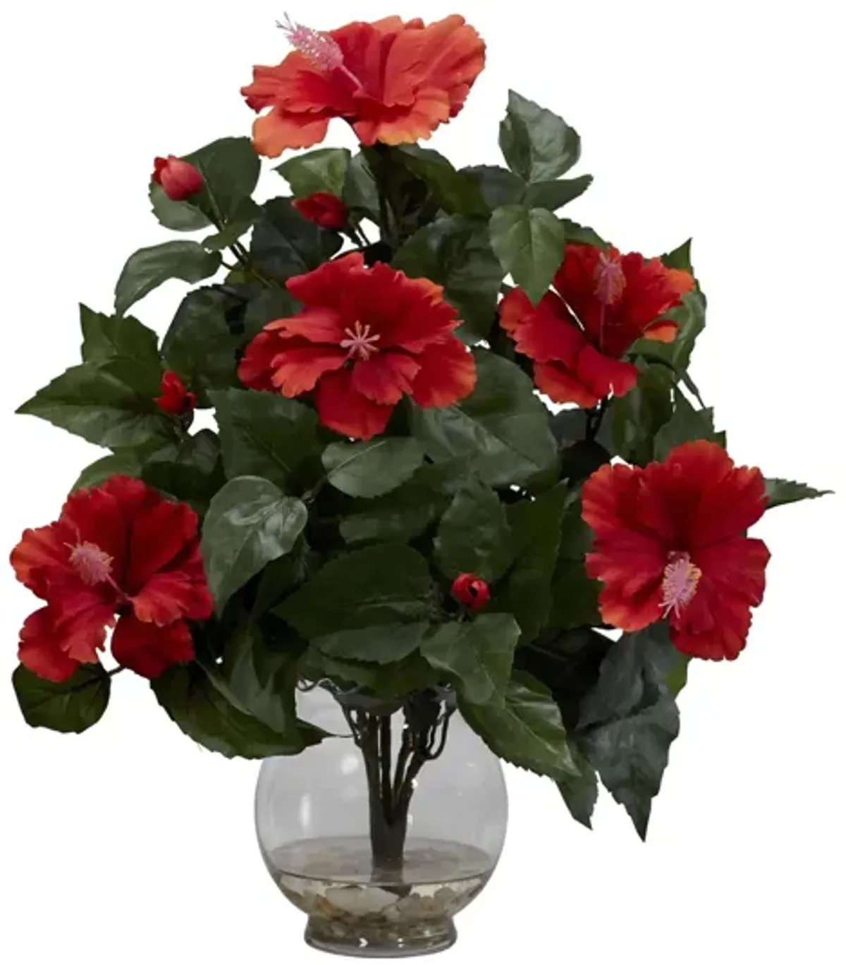 Hibiscus with Fluted Vase Silk Flower Arrangement