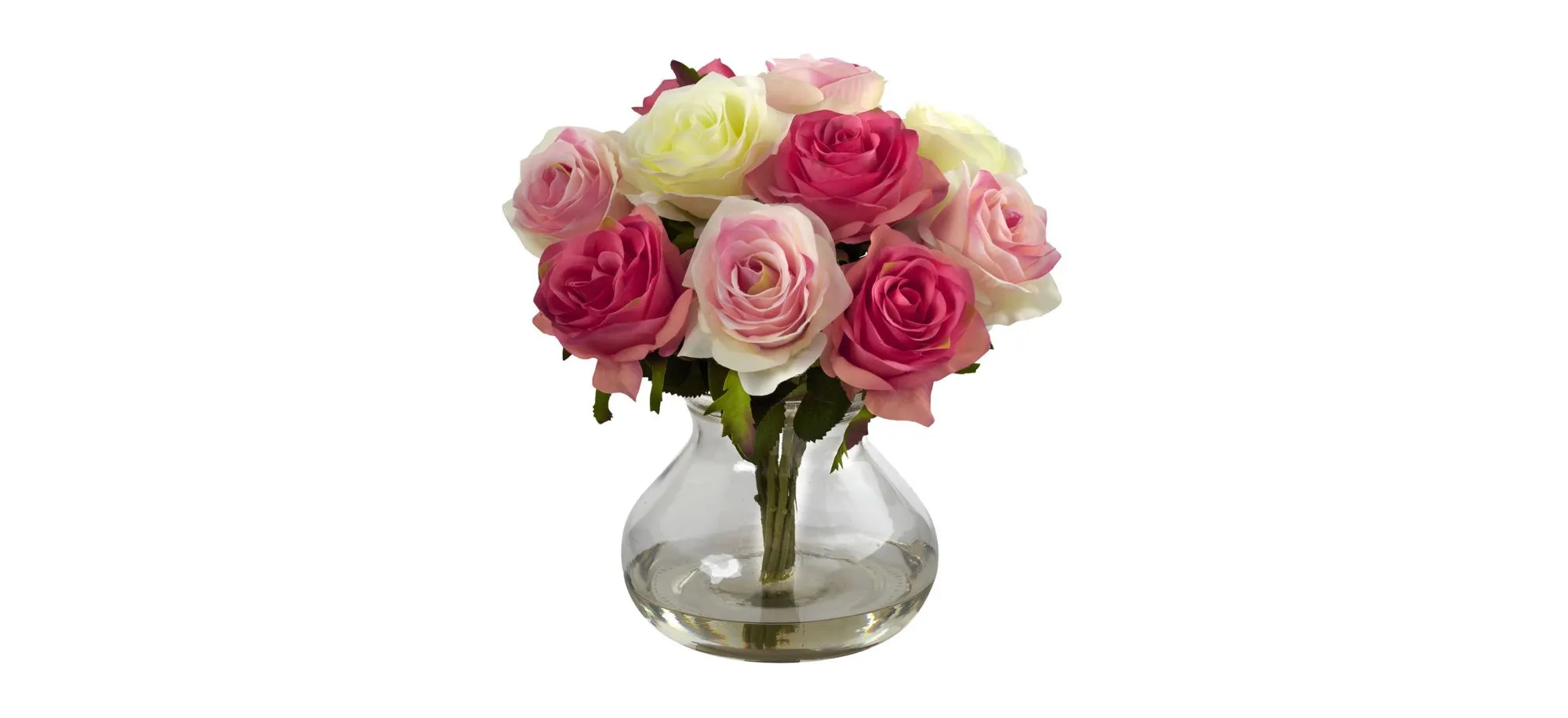 Rose Arrangement with Vase in Assorted Pastels by Bellanest