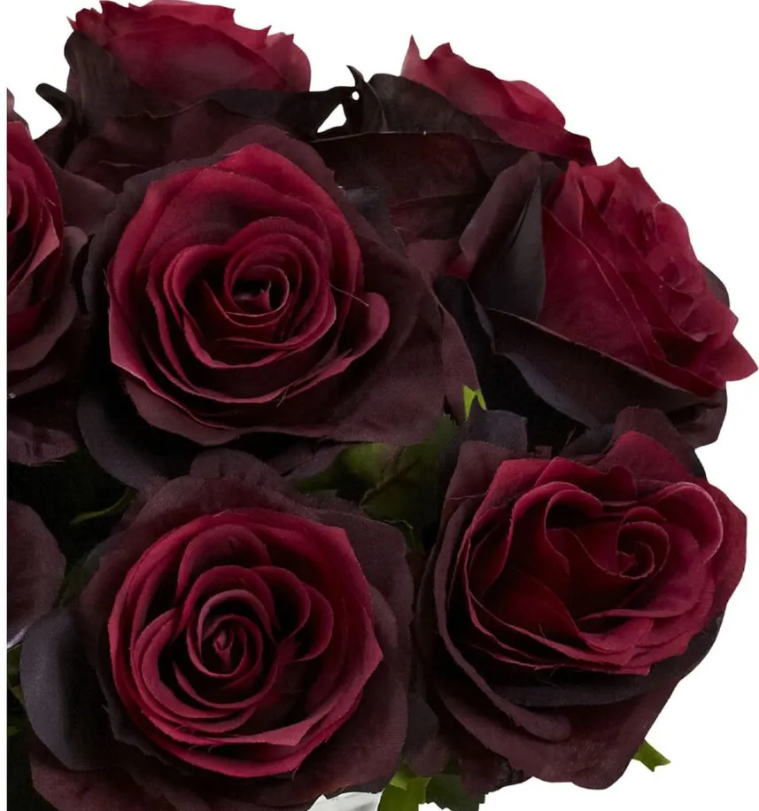 Rose Artificial Arrangement with Vase in Burgundy by Bellanest