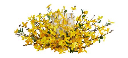 16in. Artificial Forsythia Candelabrum in Yellow by Bellanest