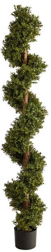 6ft. Boxwood Spiral Topiary Artificial Tree in Green by Bellanest
