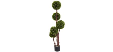Boxwood Artificial Topiary Tree (Indoor/Outdoor) in Green by Bellanest