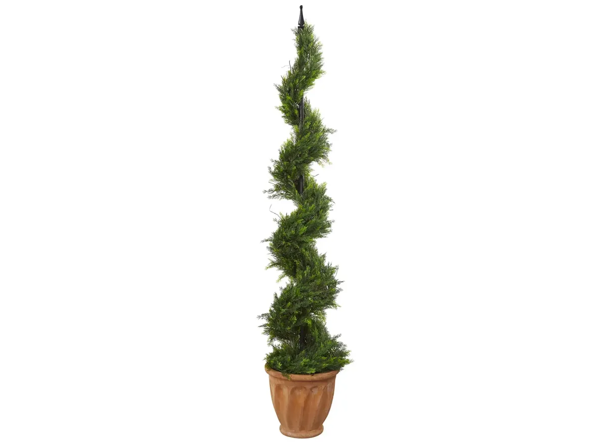 Cypress Artificial Spiral Topiary Tree in Green