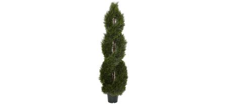 Pond Cypress Spiral Artificial Topiary (Indoor/Outdoor) in Green by Bellanest