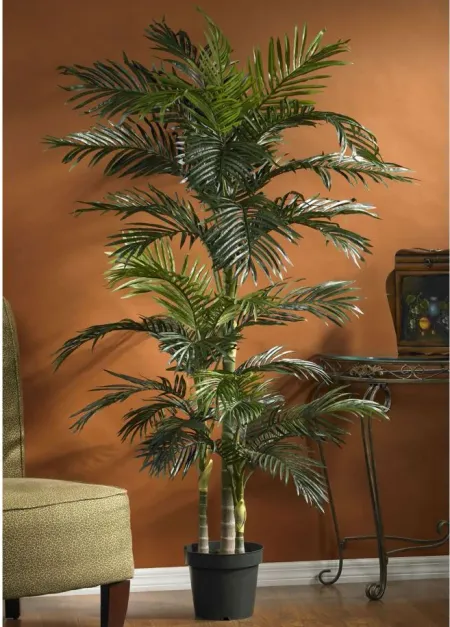 Golden Cane Palm Artificial Tree in Green by Bellanest