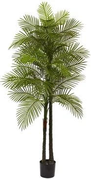 Double Robellini Palm Artificial Tree (Indoor/Outdoor) in Green by Bellanest