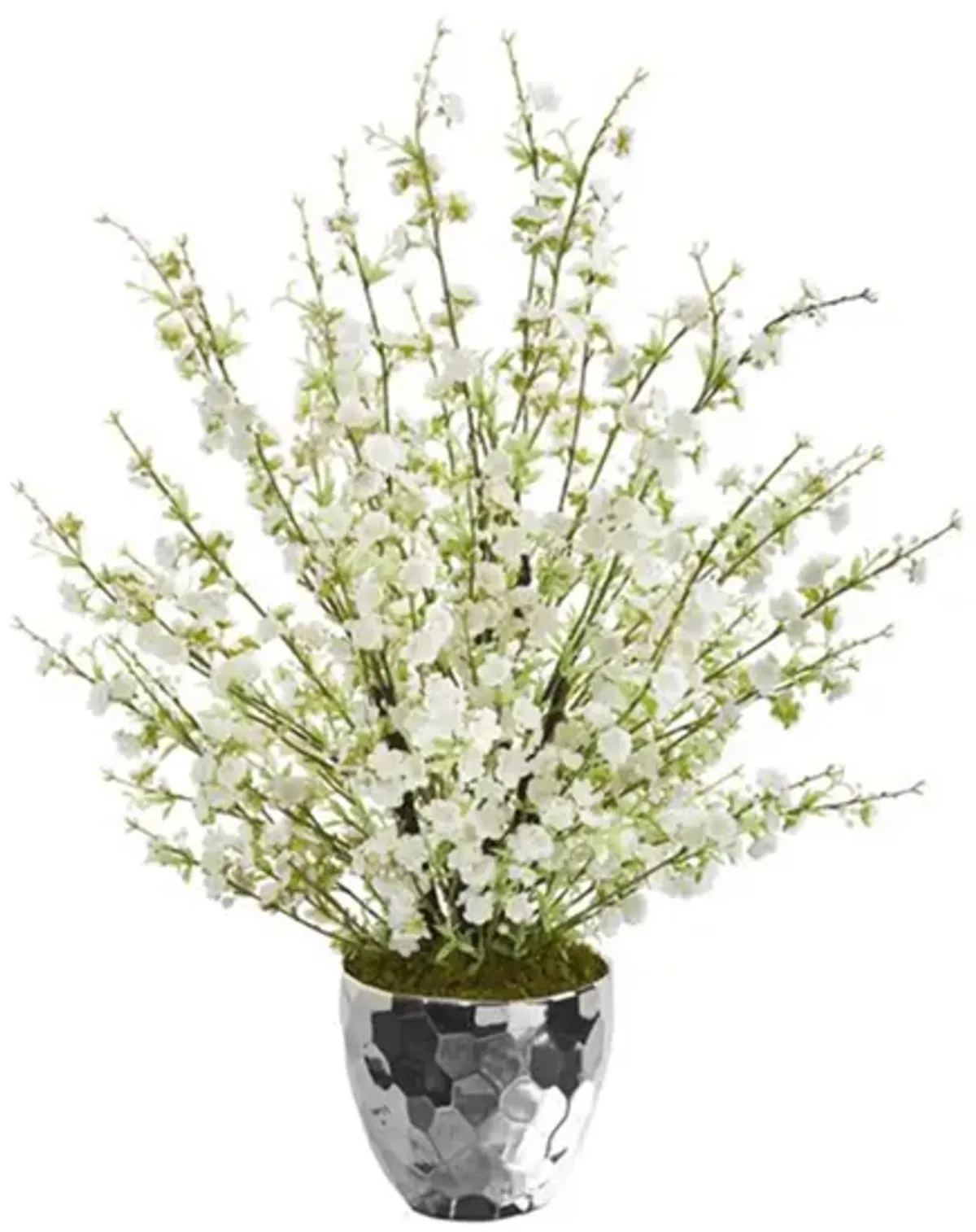 29in. Silver Cherry Blossom Arrangement in White by Bellanest