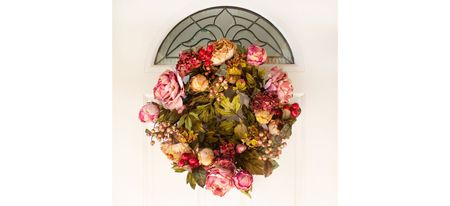 Peony Hydrangea Artificial Wreath in Autumn by Bellanest