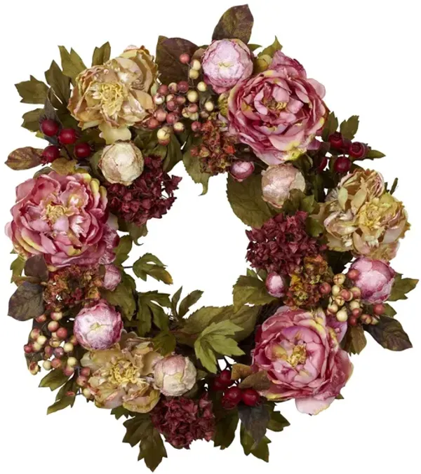 Peony Hydrangea Artificial Wreath