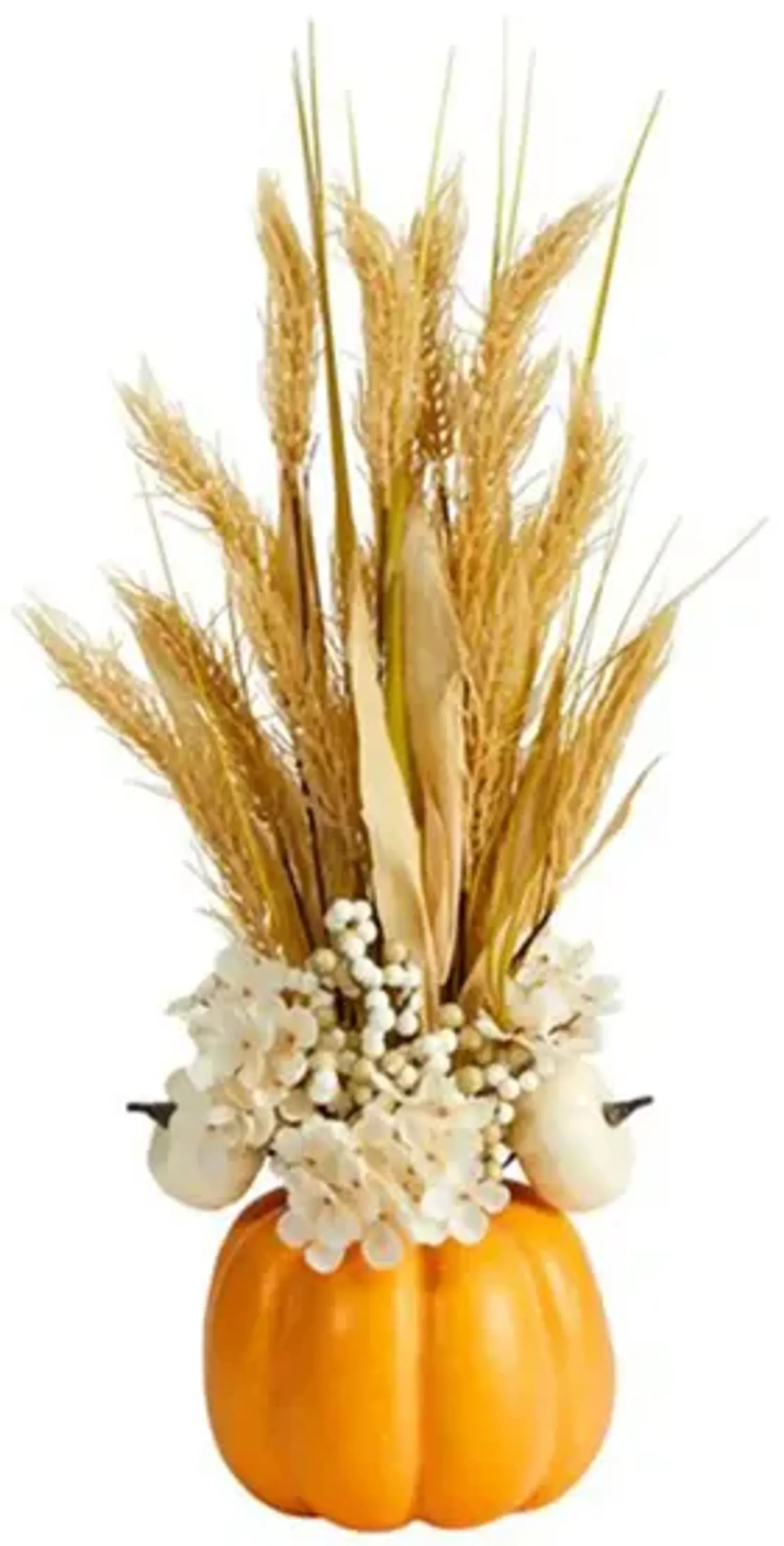 21in. Dried Wheat and Pumpkin Arrangement