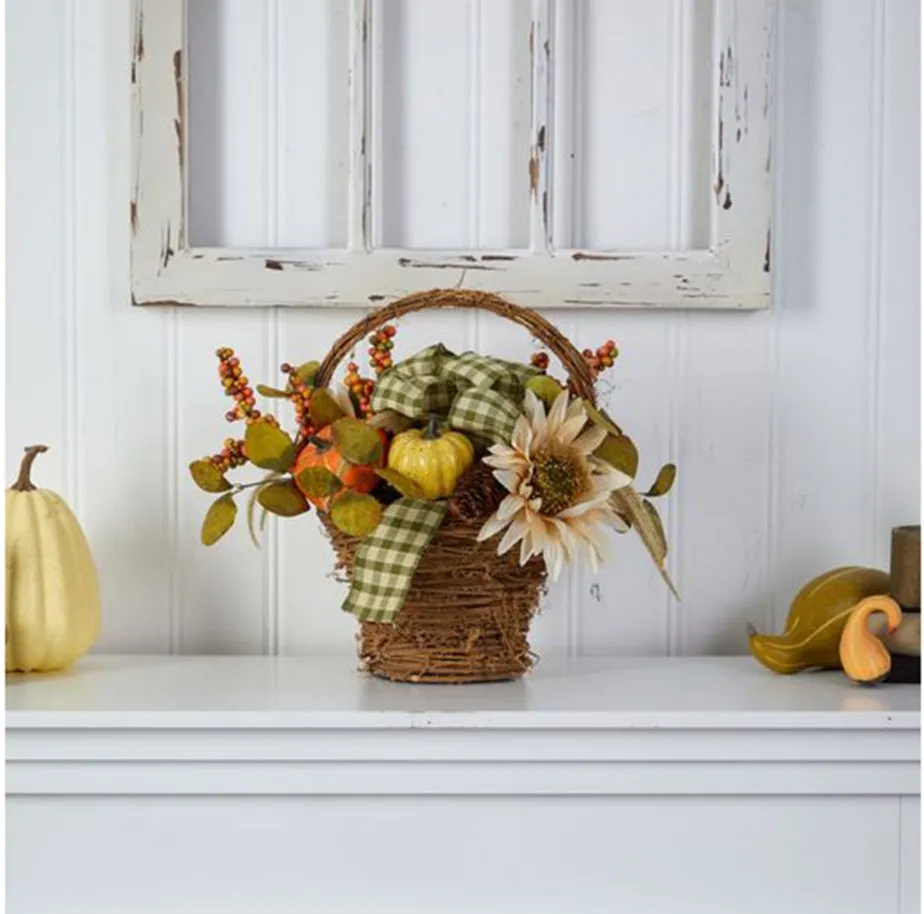 16in. Pumpkin, Gourds, and Berries Arrangement in Multicolor by Bellanest