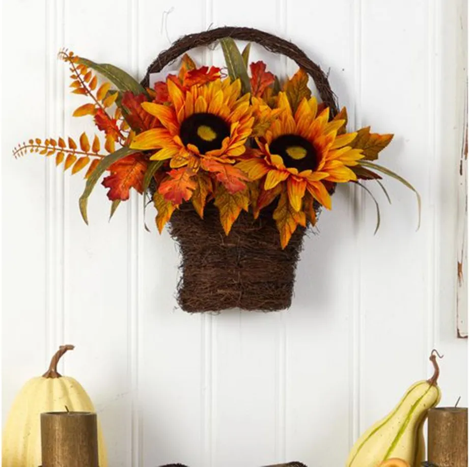 16in. Decorative Sunflower Arrangement in Yellow by Bellanest