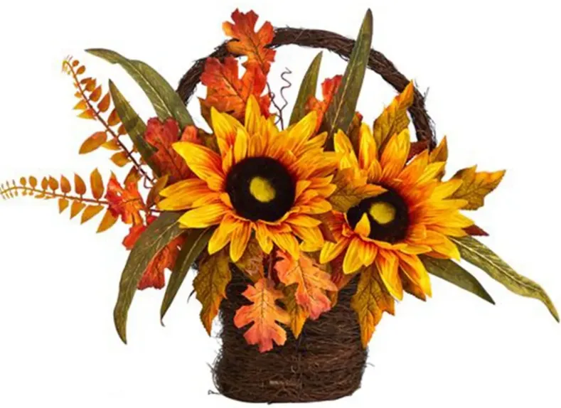 16in. Decorative Sunflower Arrangement in Yellow by Bellanest