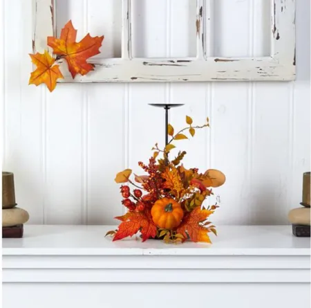12in. Autumn Harvest Candle Holder in Orange by Bellanest