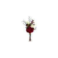 Merry Christmas Rose Hydrangea Artificial Arrangement in Red by Bellanest