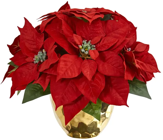 Poinsettia Artificial Arrangement in Red by Bellanest