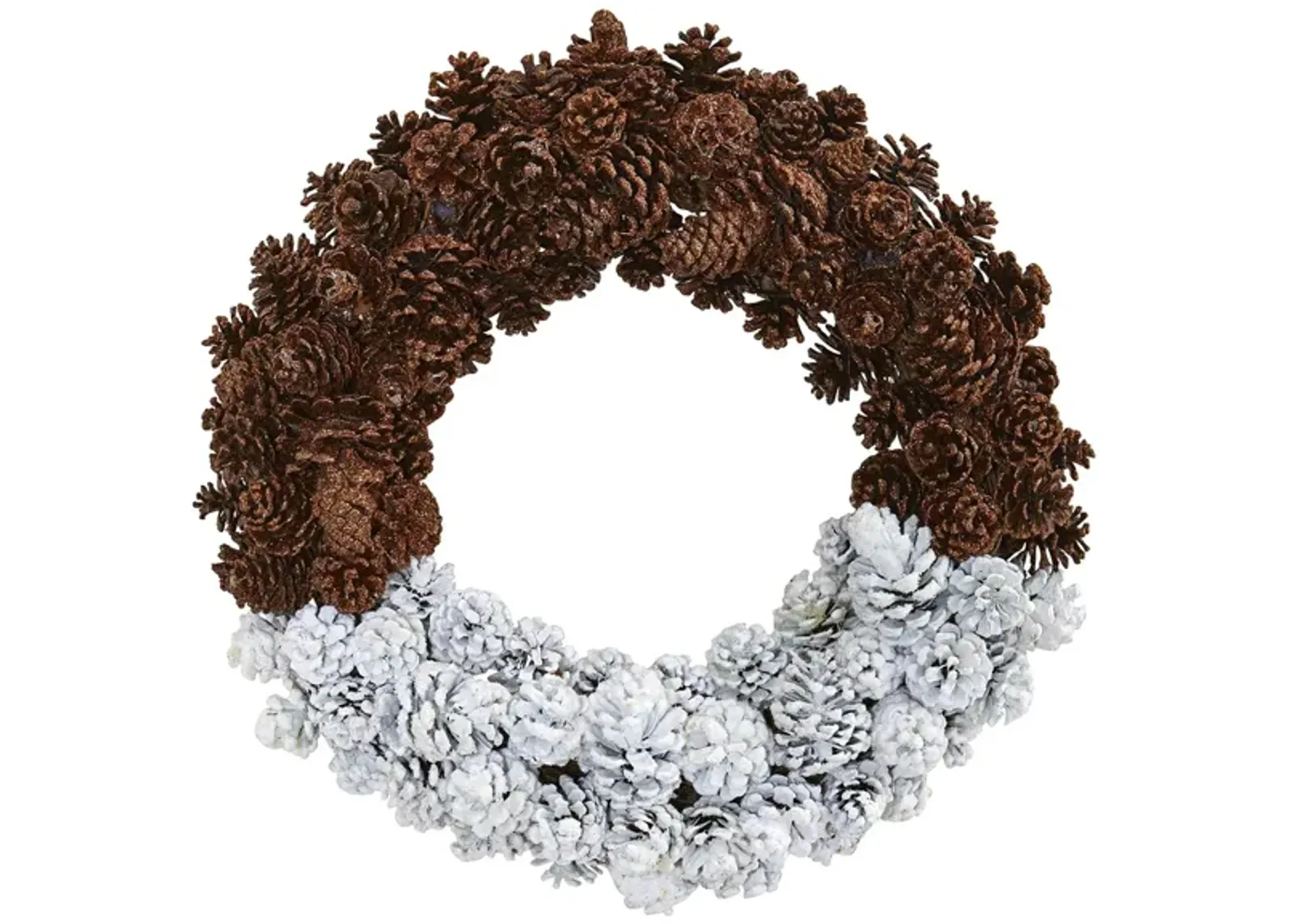 Frosted Pinecone Artificial Wreath in White/Brown by Bellanest