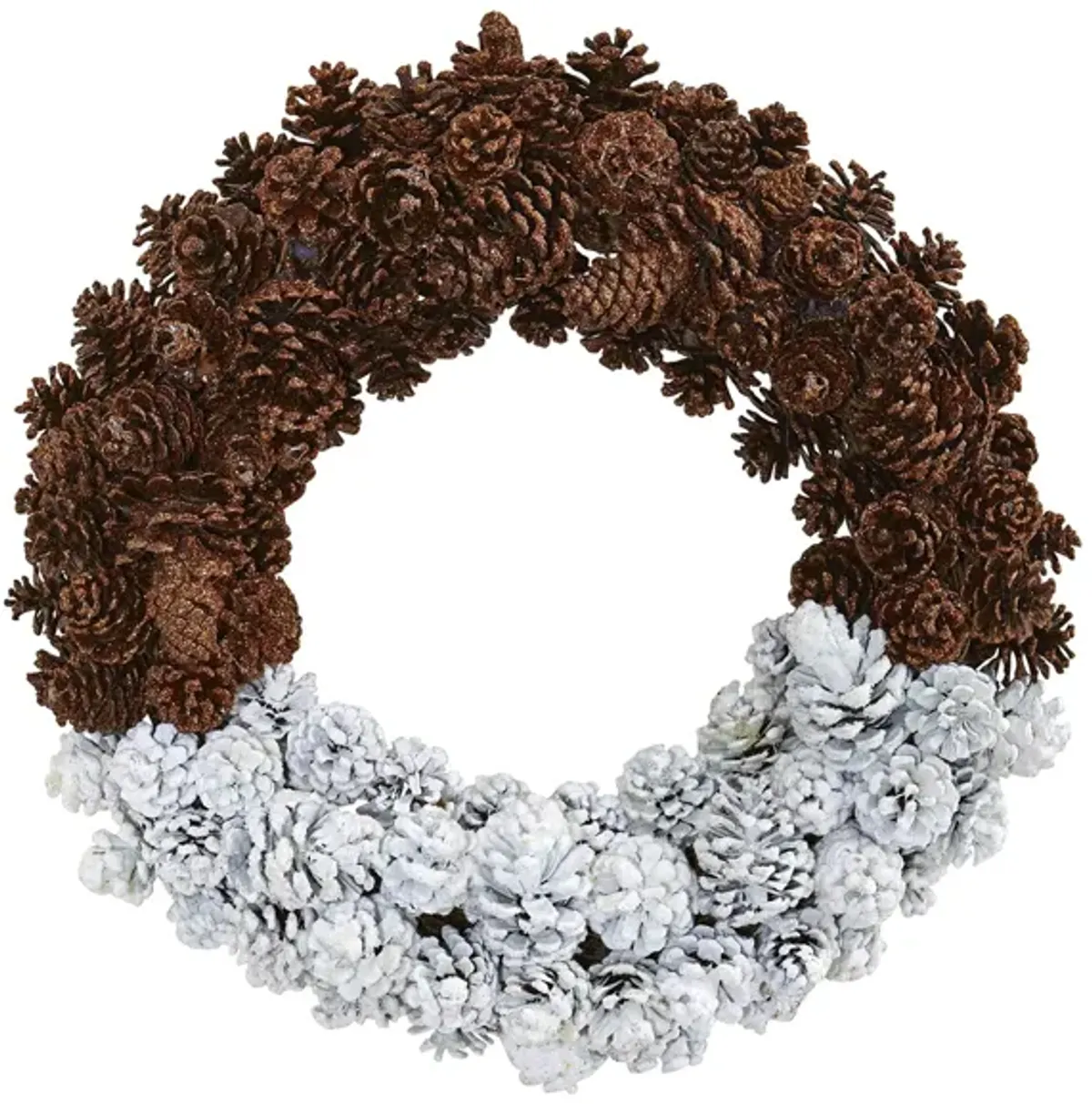 Frosted Pinecone Artificial Wreath in White/Brown by Bellanest