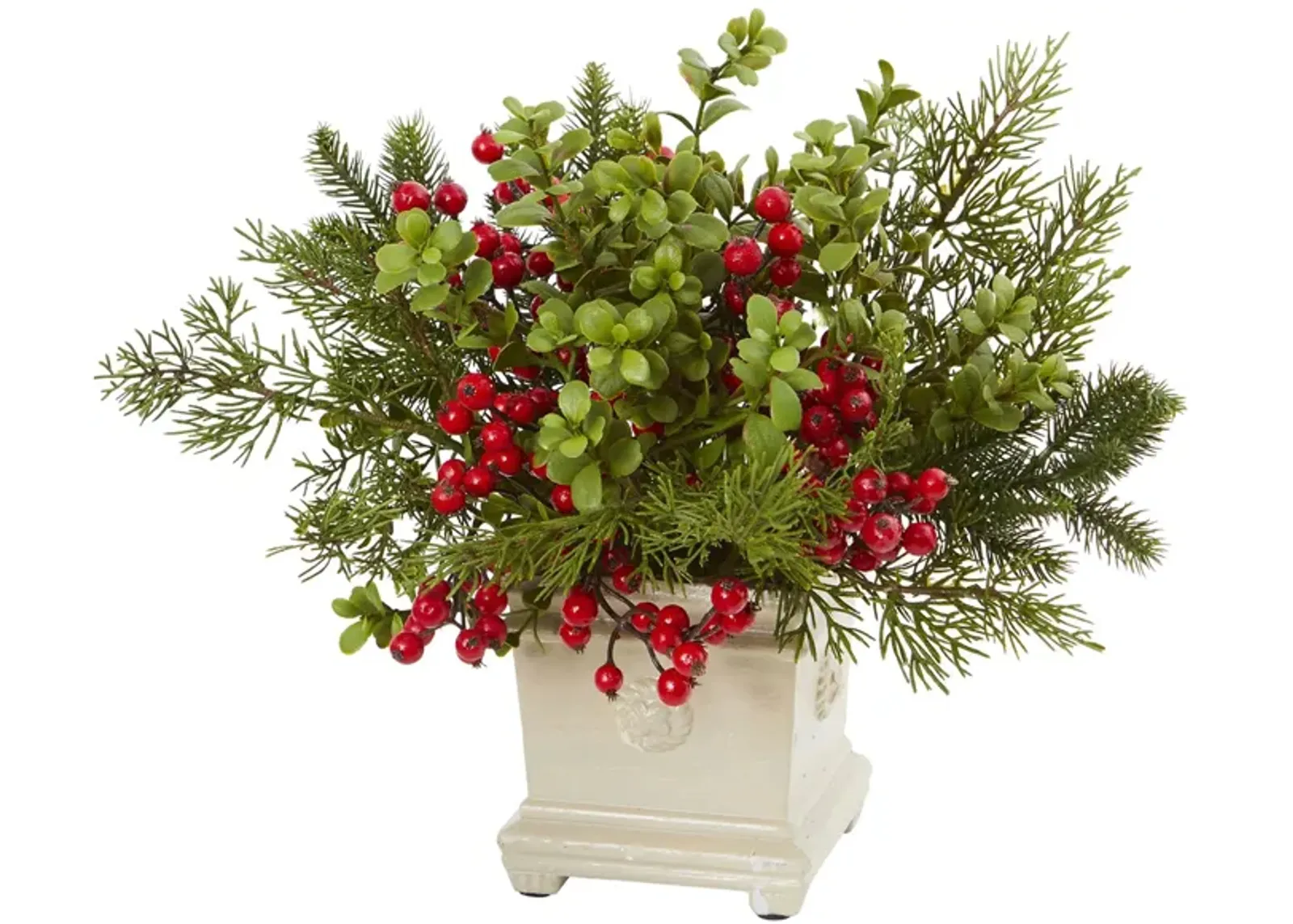 Holiday Berry and Pine Artificial Arrangement in Green by Bellanest