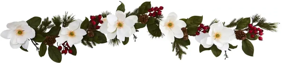 Magnolia, Pine and Berries Artificial Garland