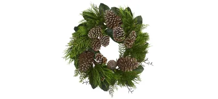 Pinecone and Pine Artificial Wreath in Green by Bellanest