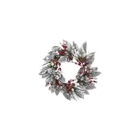 Snowy Magnolia Berry Artificial Wreath in White by Bellanest