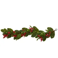 Magnolia Berry Pine Artificial Garland in Green by Bellanest