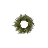 Cedar and Ruscus with Berries Artificial Wreath in Green/Red by Bellanest