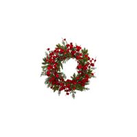 Plum Blossom Pine Artificial Wreath in Red by Bellanest