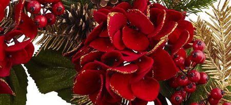 Hydrangea Pine Artificial Wreath in Red by Bellanest