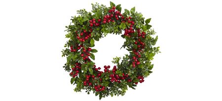Berry Boxwood Artificial Wreath in Red by Bellanest