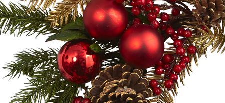 Ornament, Pine & Pinecone Artificial Wreath in Multicolored by Bellanest