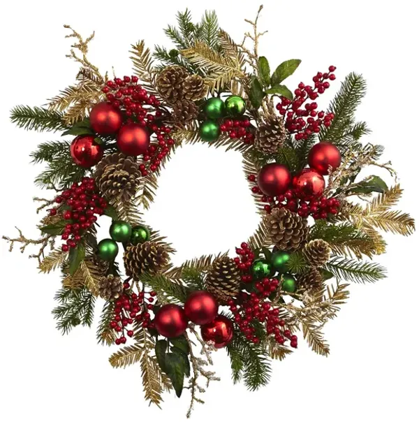 Ornament, Pine & Pinecone Artificial Wreath