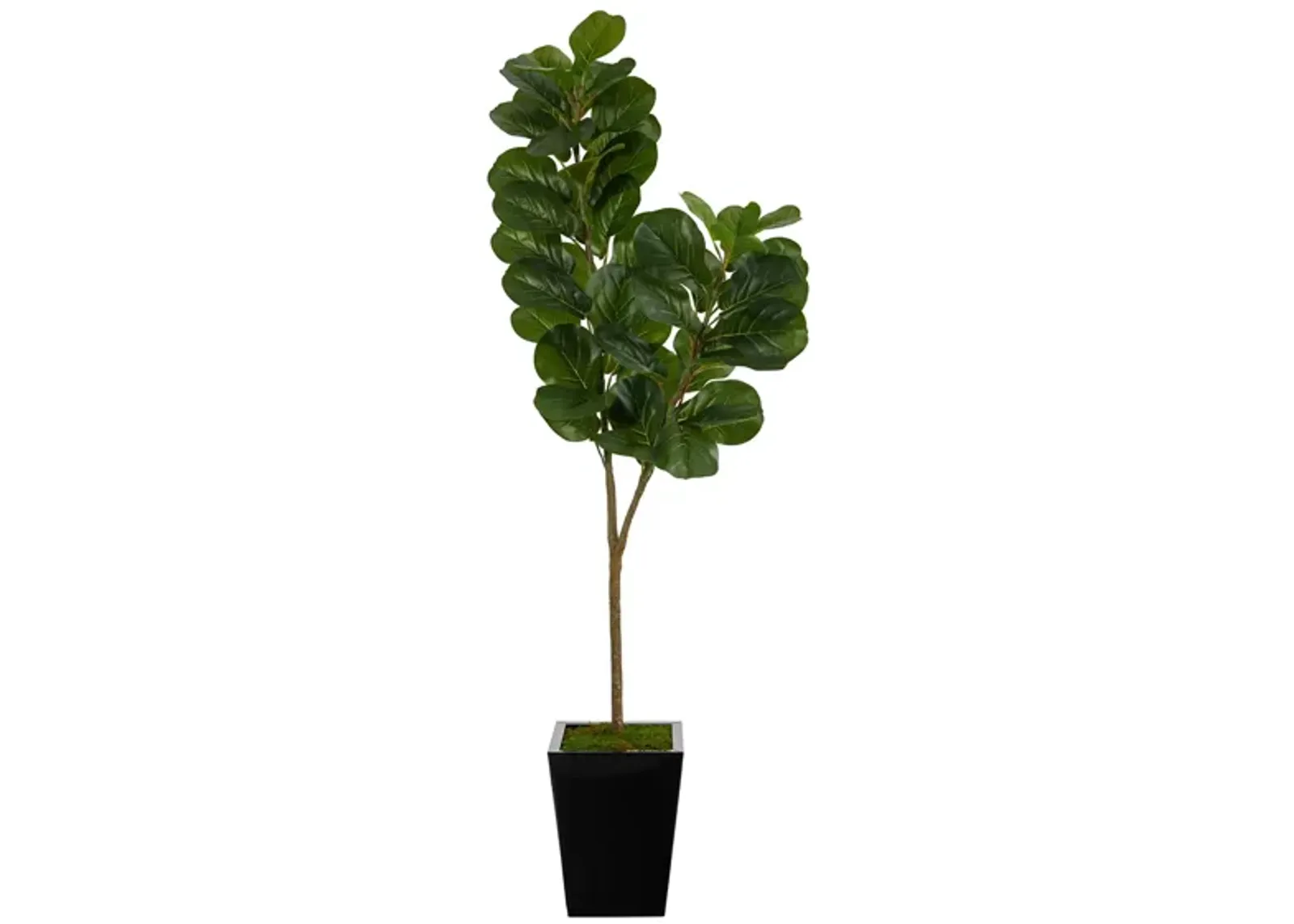 68in. Fiddle leaf Fig Artificial Tree in Black Metal Planter in Green by Bellanest