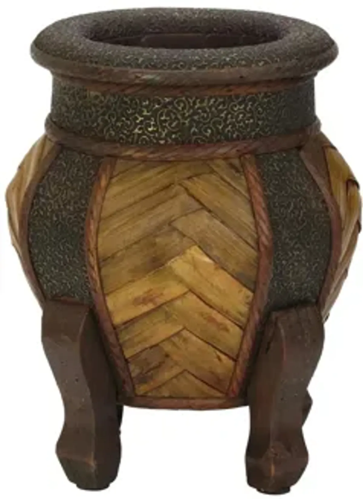 Decorative Rounded Wood Planters (Set of 2)