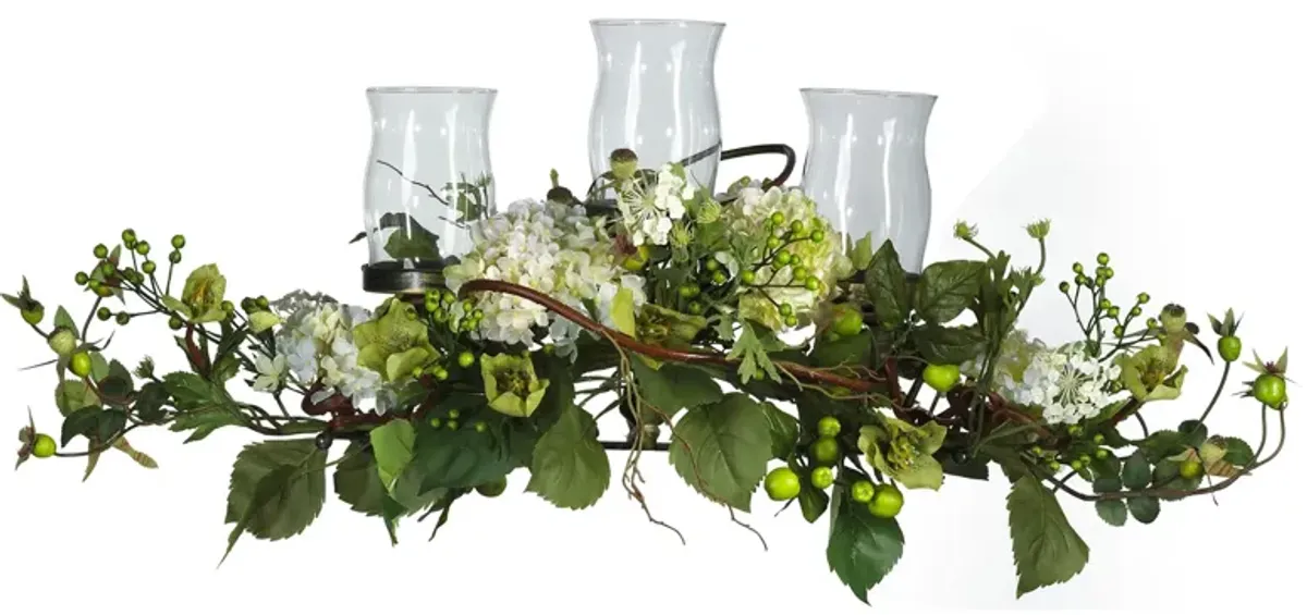 Hydrangea Triple Candelabrum Centerpiece in Cream by Bellanest