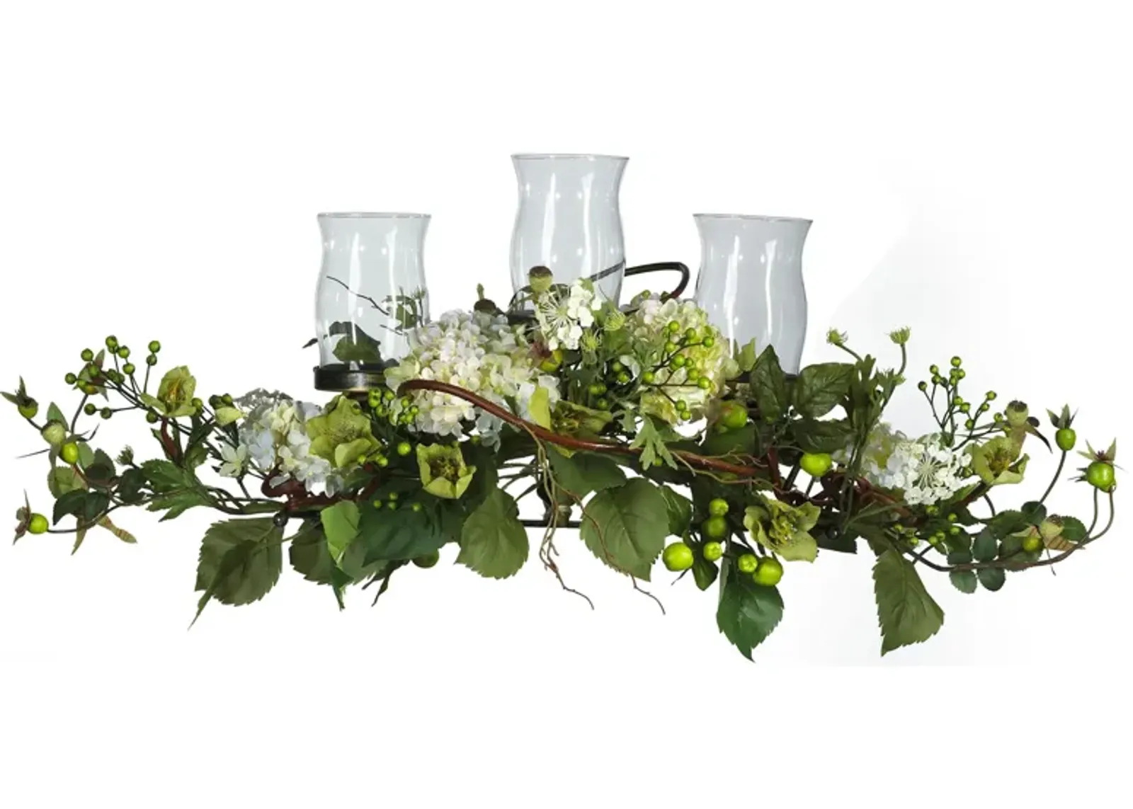 Hydrangea Triple Candelabrum Centerpiece in Cream by Bellanest