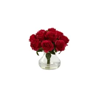 Rose Arrangement with Vase in Red by Bellanest