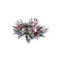 Snowy Magnolia Berry Artificial Arrangement Candelabrum in White by Bellanest