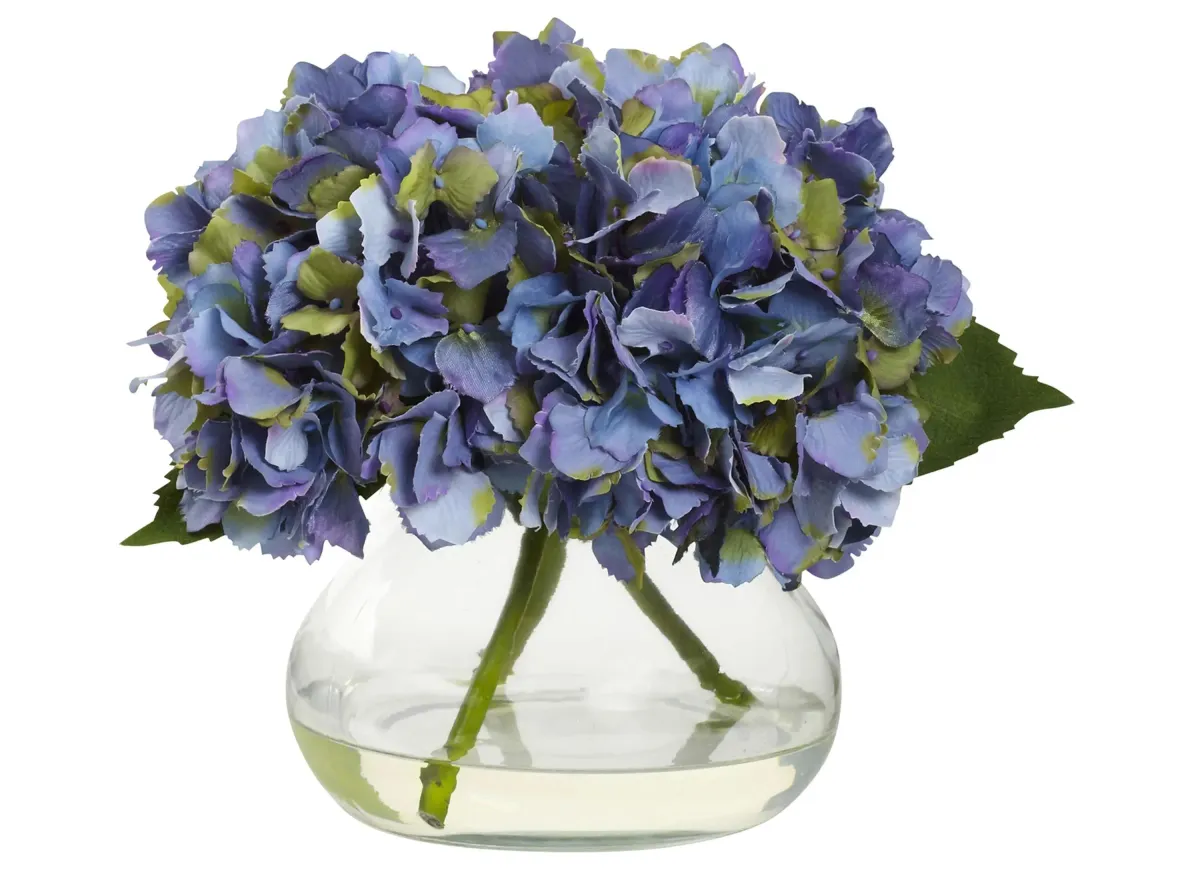 Blooming Blue Hydrangea with Vase in Blue by Bellanest