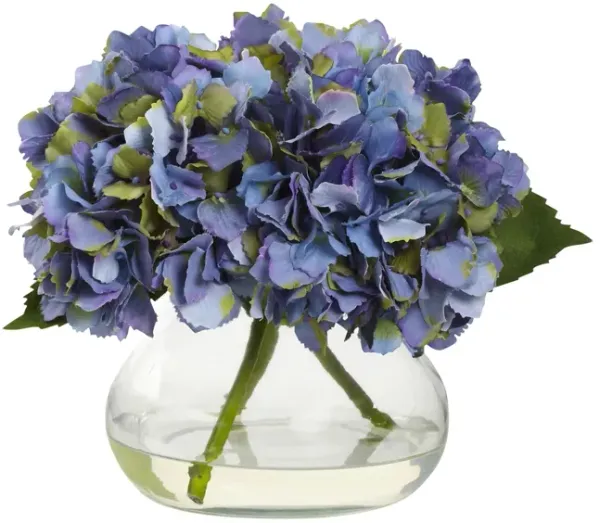 Blooming Blue Hydrangea with Vase